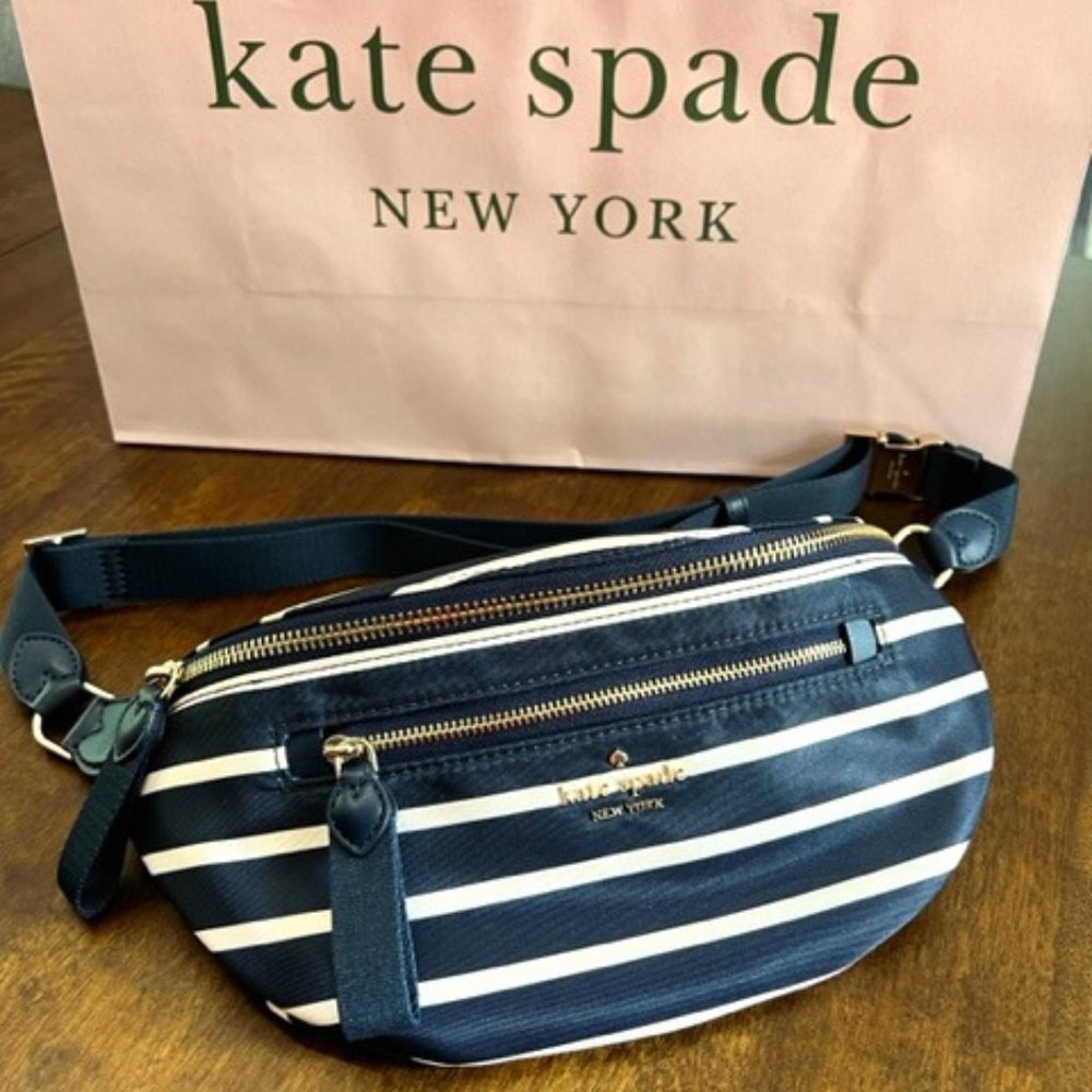Kate Spade Chelsea Nylon Belt Bag Fanny Pack  - Persian Blue Striped